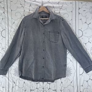 Nat Nast Silk Blend Button Up Shirt Men’s L Gray Long Sleeve Luxury